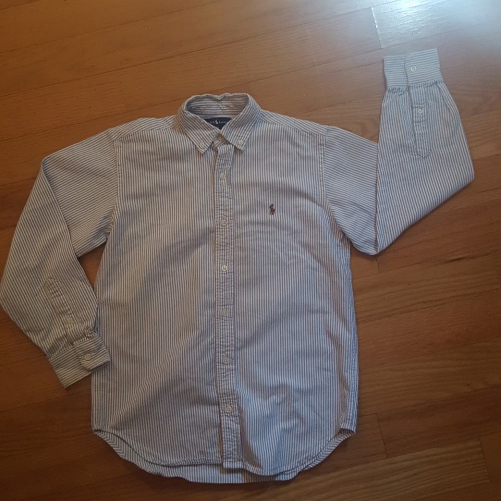 Boy Size 12 Ralph Lauren Blue Striped Shirt
